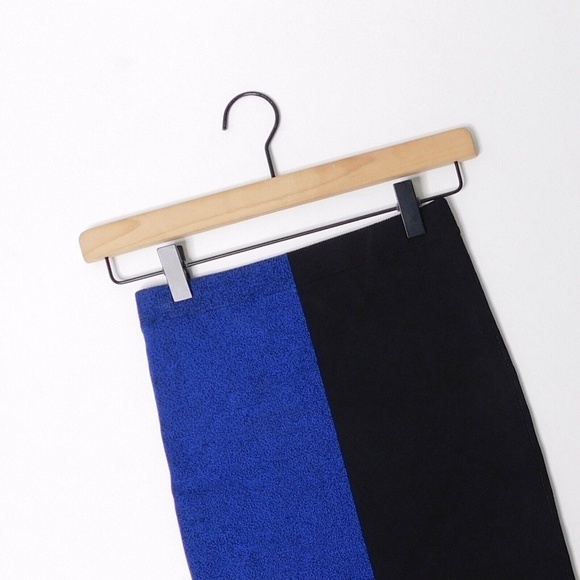 T by ALEXANDER WANG Colorblock Knit Bodycon Mini Skirt Black & Blue X-Small - Picture 5 of 14